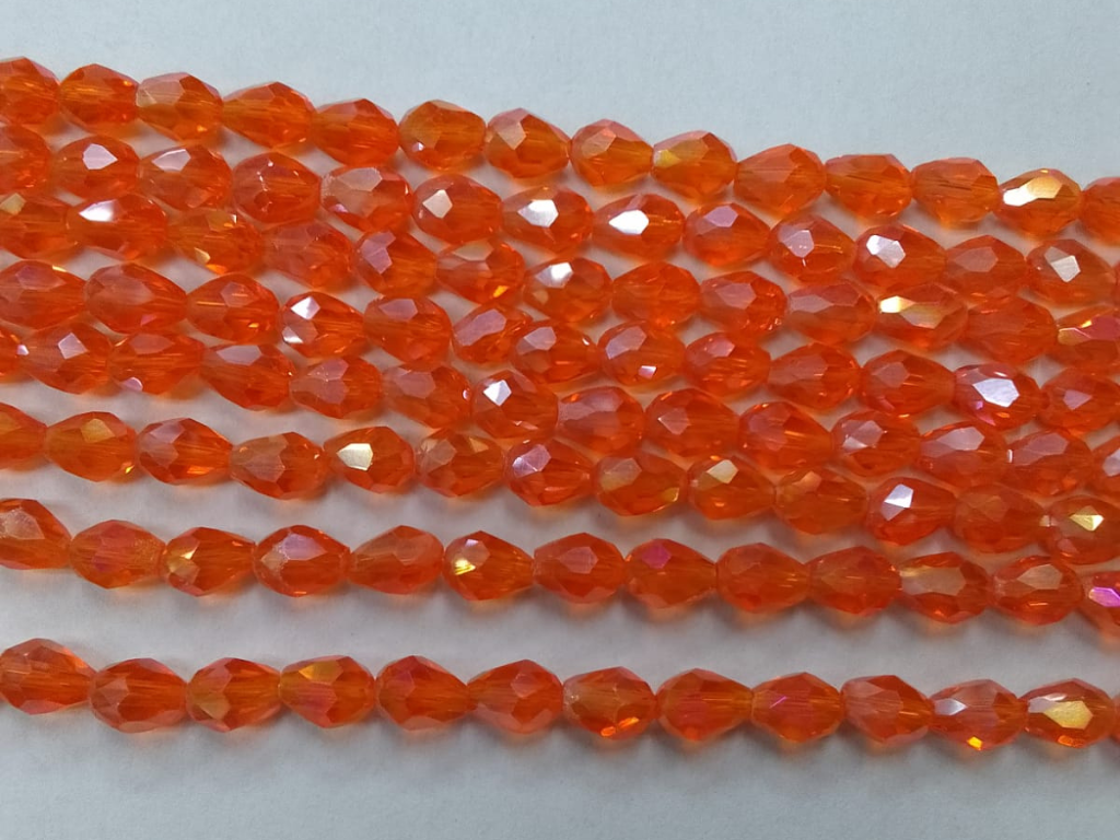 Dark Orange Drop Crystal Glass Beads(8*6mm)