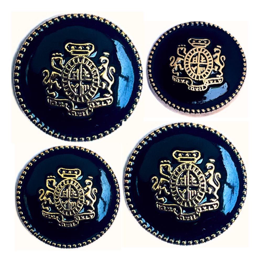 Golden Black King’s Choice Royal Crest Crown Taj Designer Round Shank  Metal Button Black and Golden Colour for Coat, Suit, Blazer, Sherwani,  Nehru