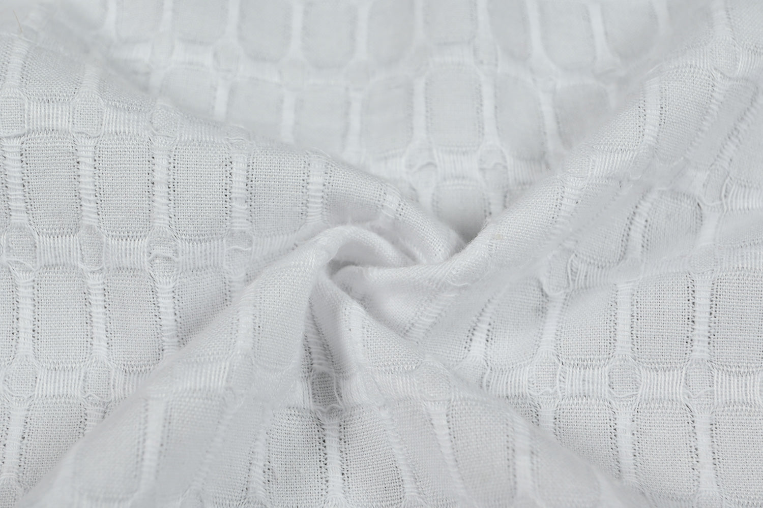 White Traditional Cotton Jacquard Fabric 6468