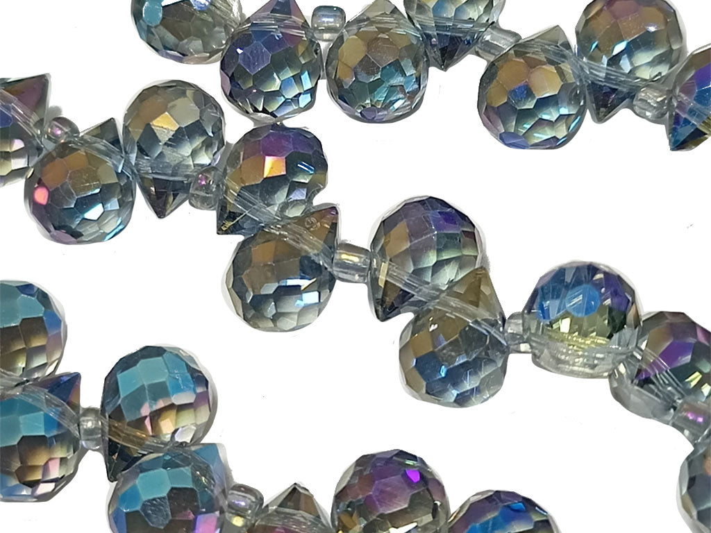 Multicolor Rainbow Drop Shaped Top Hole Crystal Beads