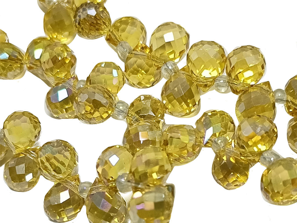 Fire Yellow Drop Shaped Top Hole Crystal Beads