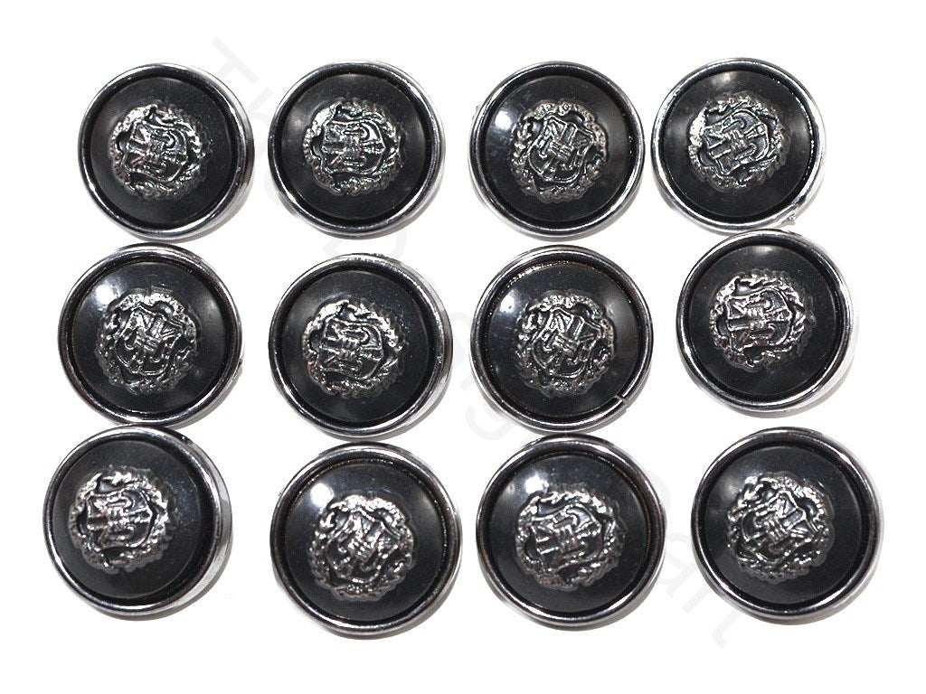 Black Silver Crest Acrylic Coat Buttons