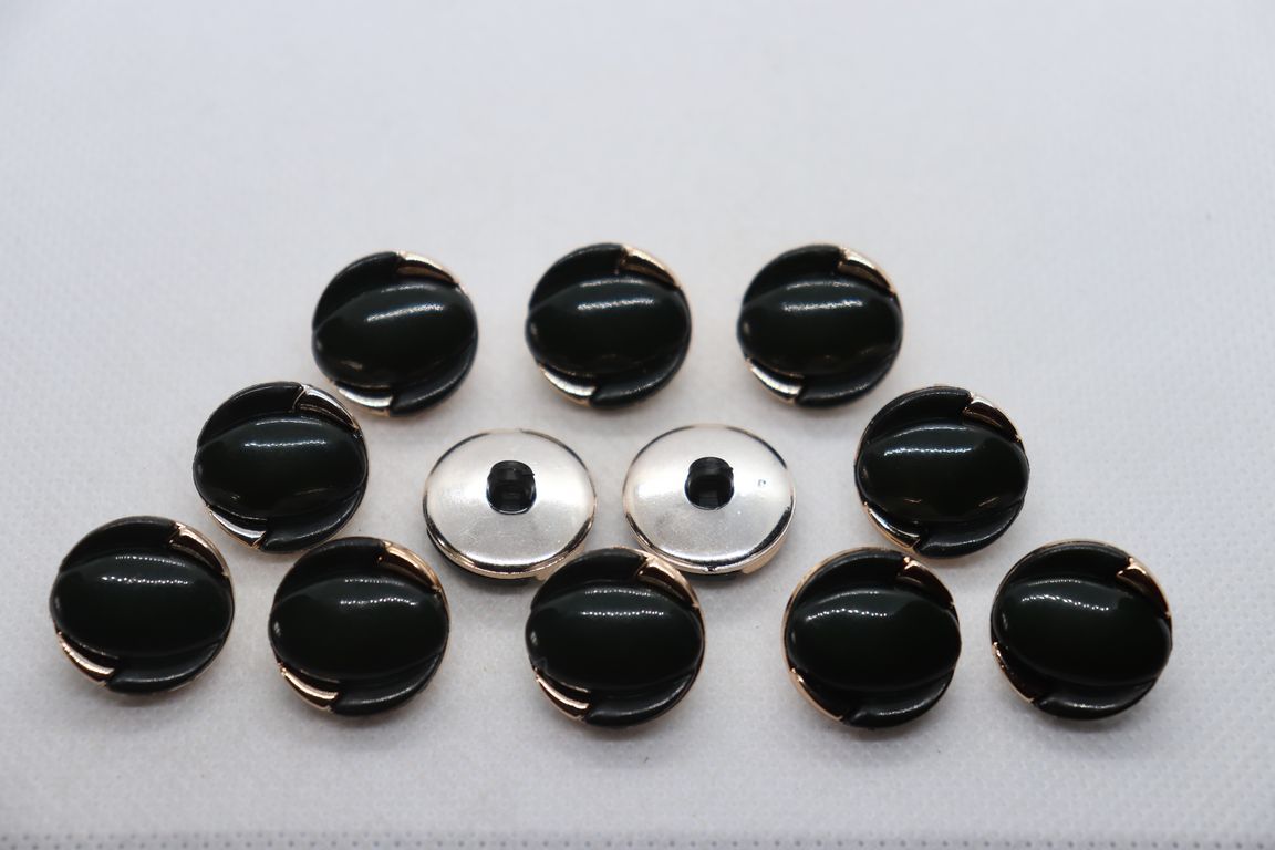 Black With Gold Outline Fancy Acrylic Button