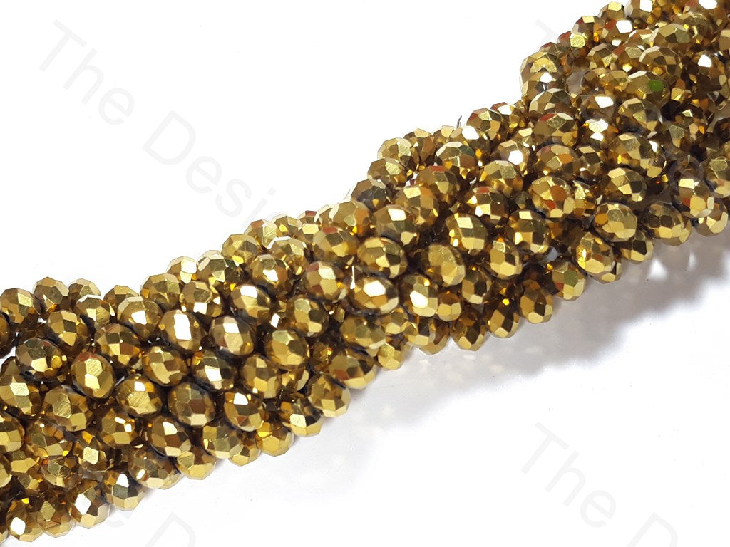 Golden Metallic Rondelle Faceted Crystal Beads The Design Cart