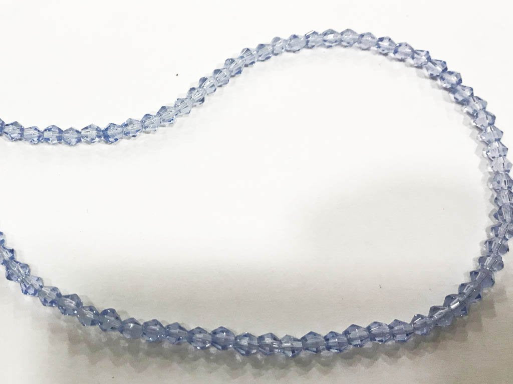 Blue Transparent New Cut/Cross Cut Bicone Crystal Beads (4 mm)