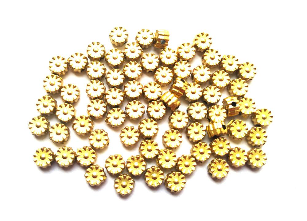 Golden Flower Acrylic Spacer Beads 5 mm
