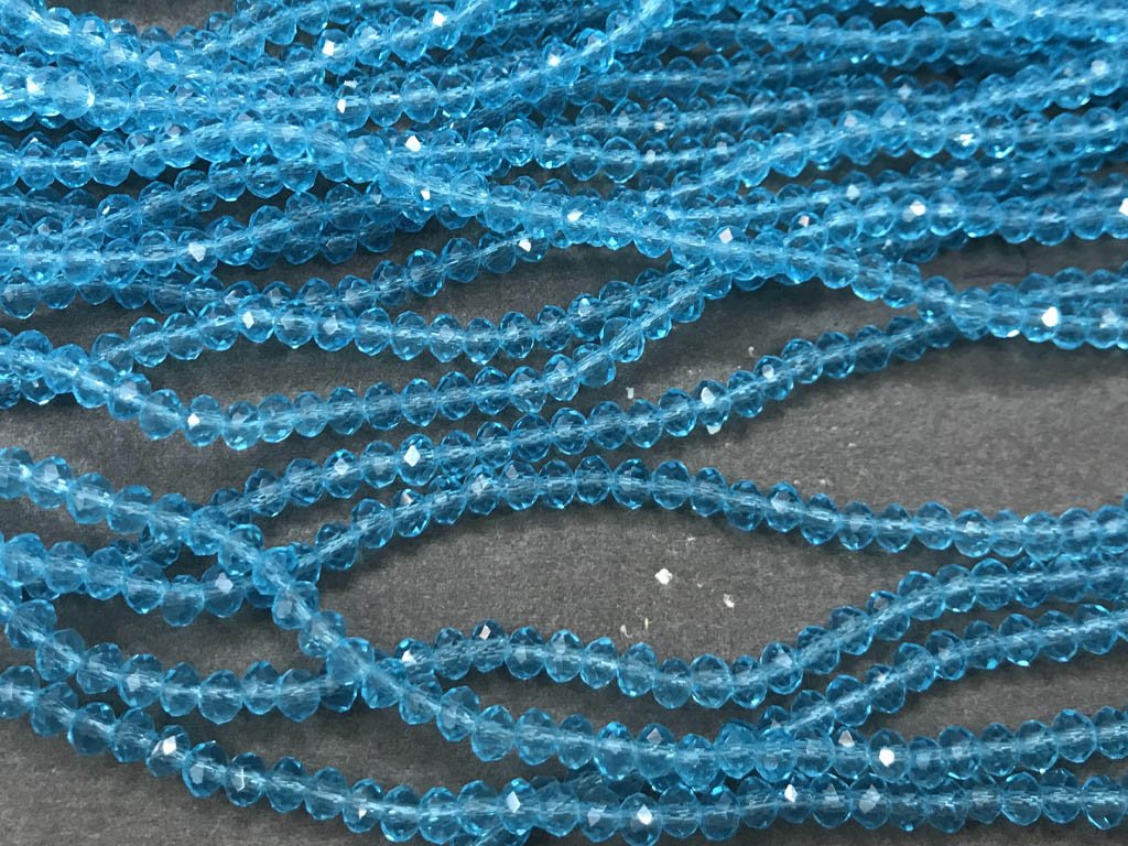 Light Blue Transparent Rondelle Tyre Glass Crystal Beads- mm