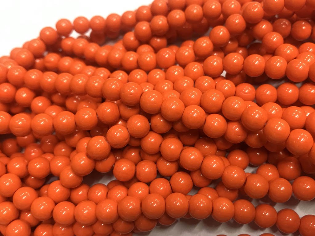 Orange Circular Pressed Glass Beads- mm