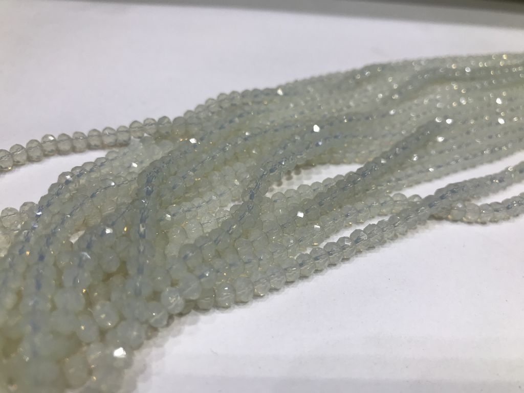 White Opal Tyre Crystal Beads