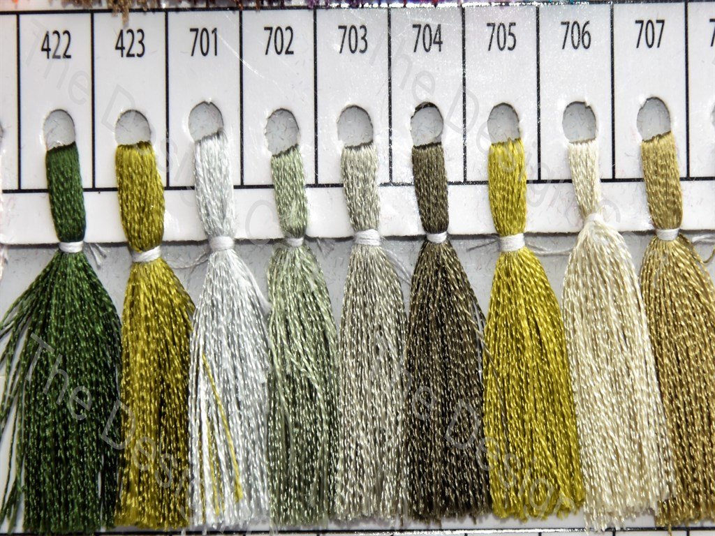 Green Colour Set 6 Silk Embroidery Threads