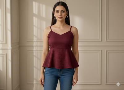 प्रीकट वाइन प्लेन क्रश्ड जॉर्जेट फ़ैब्रिक