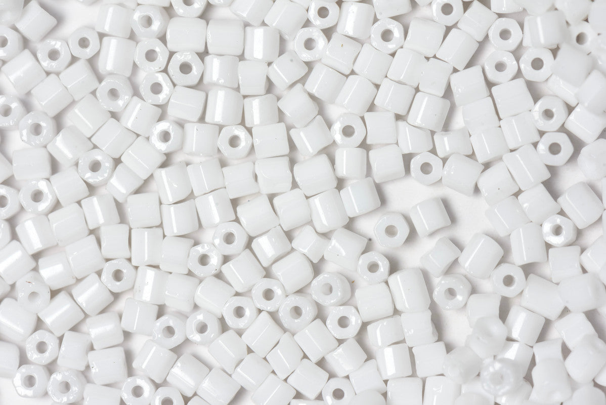 White 2 Cut Opaque Preciosa Seads Beads