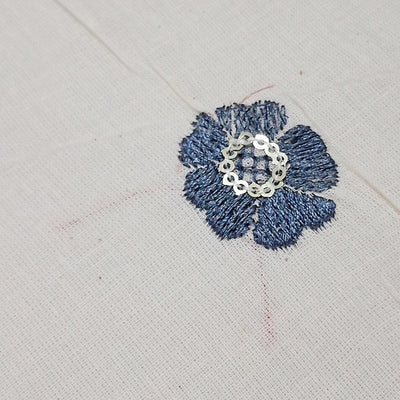 White  with Beautiful Multicolour Floral Embroidery Kora Cotton
