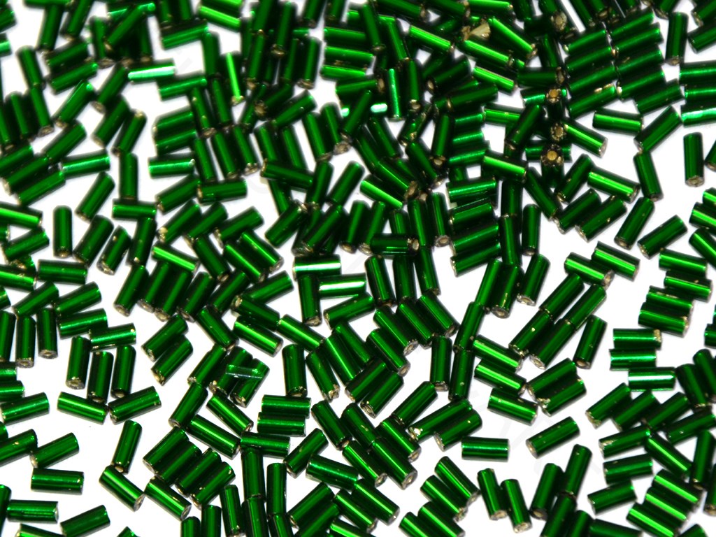 Preciosa Dark Green Silverline Bugle Beads | The Design Cart (4350362845253)