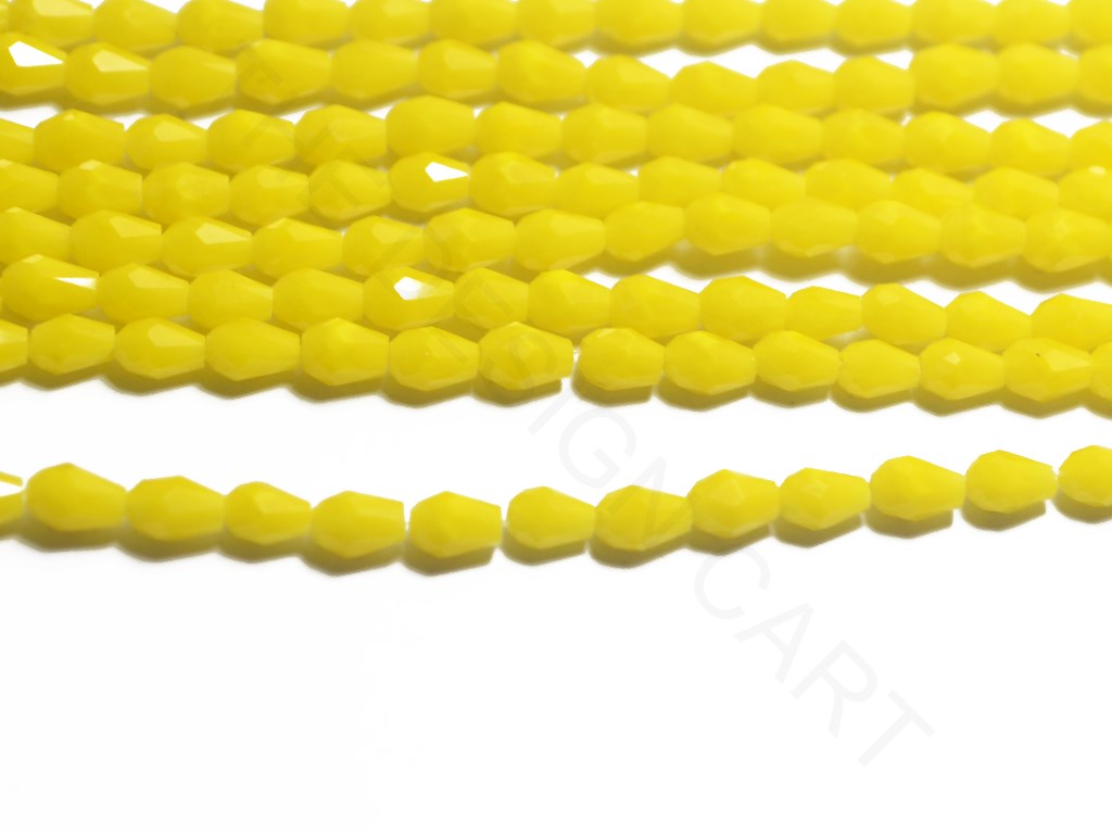 Yellow Opaque Drop / Briolette Crystal Beads | The Design Cart (4079156985890)