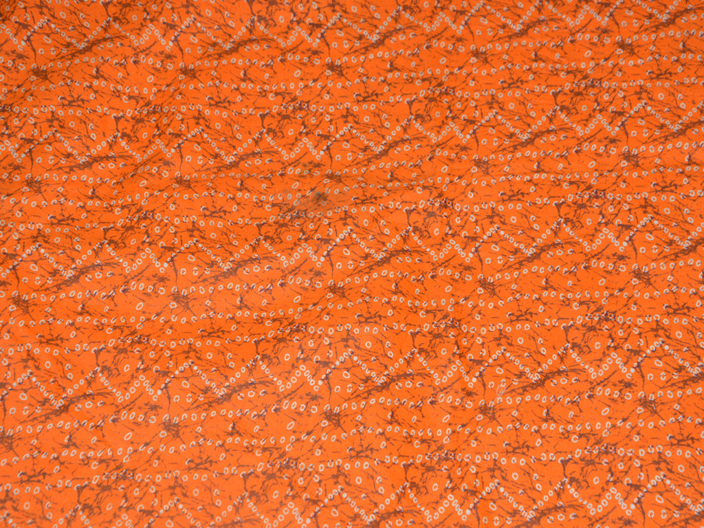 Bright Orange Traditional Bandhani Printed Cotton Fabric