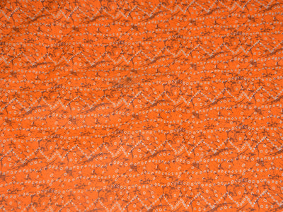 Bright Orange Traditional Bandhani Printed Cotton Fabric