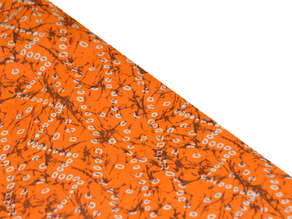 Bright Orange Traditional Bandhani Printed Cotton Fabric