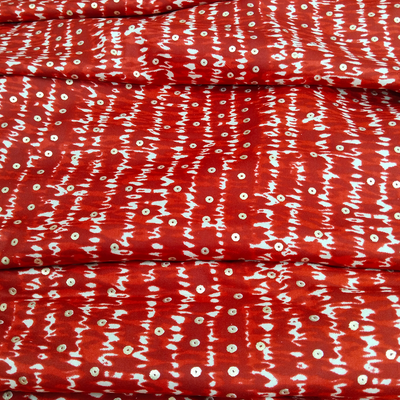 Red Polka Dot Printed Rayon Fabric