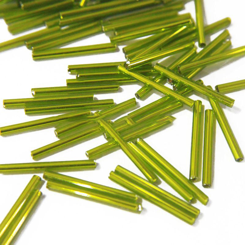 Lime Green Transparent Pipe / Bugle Beads (Wholesale)