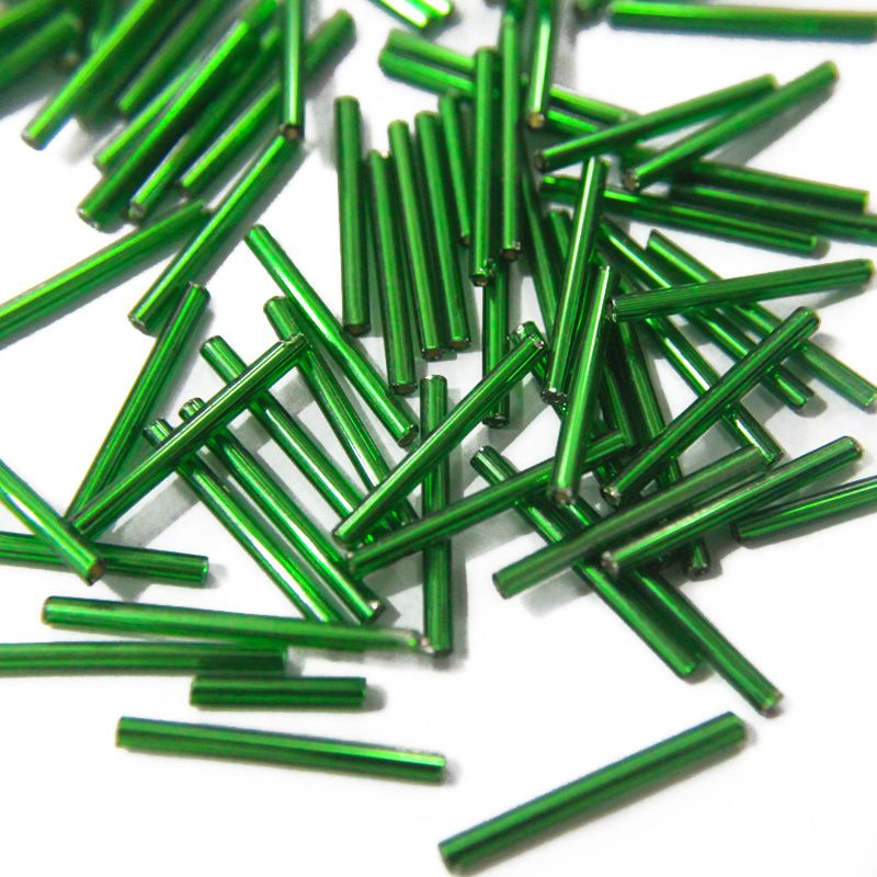 Green Transparent Pipe / Bugle Beads (Wholesale)