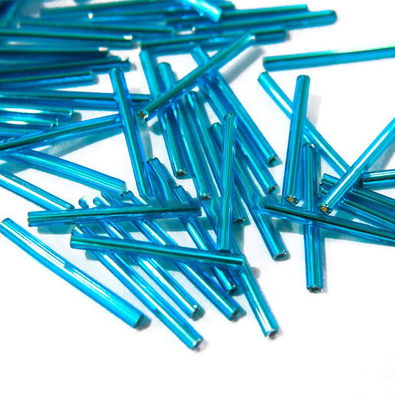 Ethereal Blue Transparent Pipe / Bugle Beads (Wholesale)