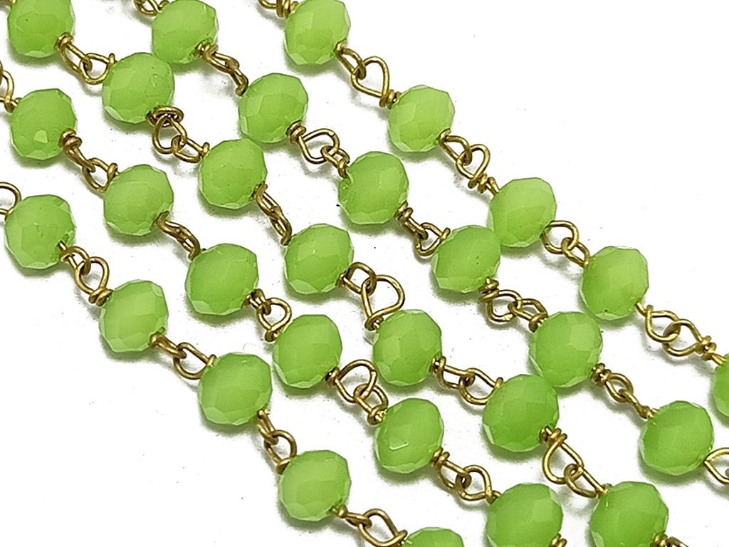 Green Rondelle Glass Beads Chain