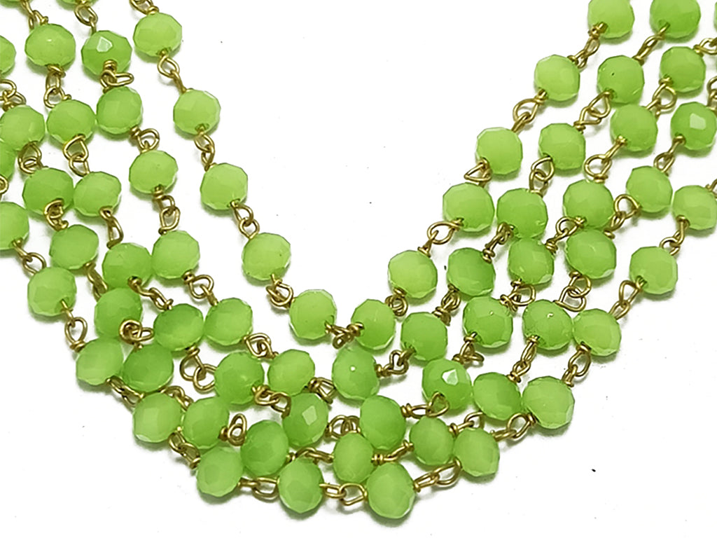 Green Rondelle Glass Beads Chain