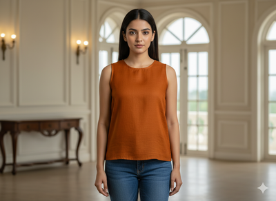 नारंगी सादा ग्लेज्ड कॉटन कपड़ा (थोक)