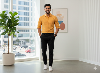 हल्का नारंगी सादा प्रीमियम कॉटन लिनन कपड़ा