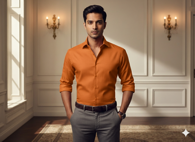 नारंगी सादा ग्लेज्ड कॉटन कपड़ा (थोक)