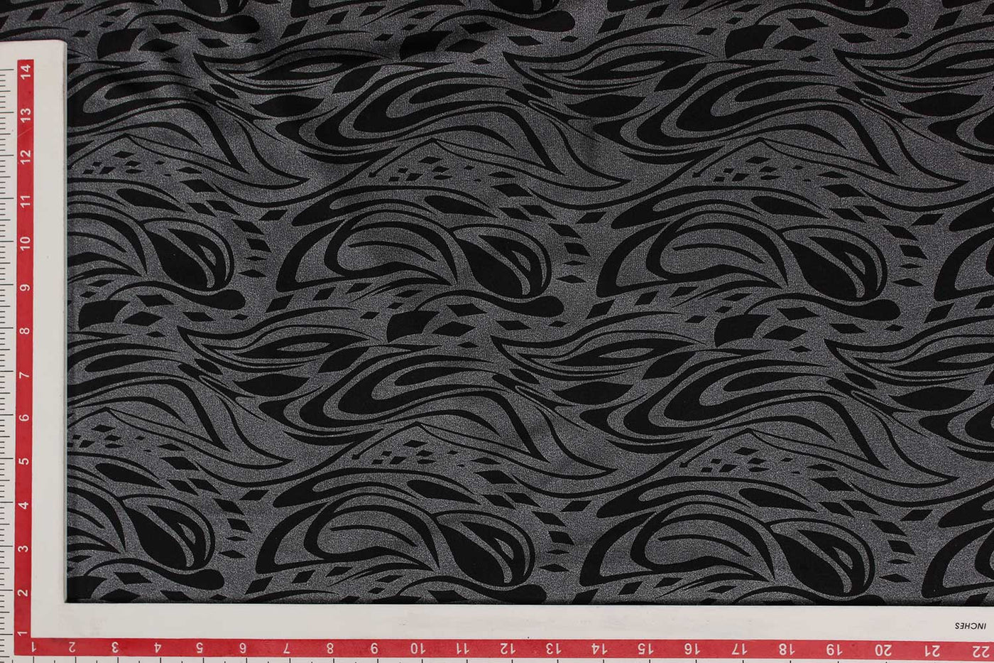 Black And Silver Abstract Foil Printed Knit Fabric