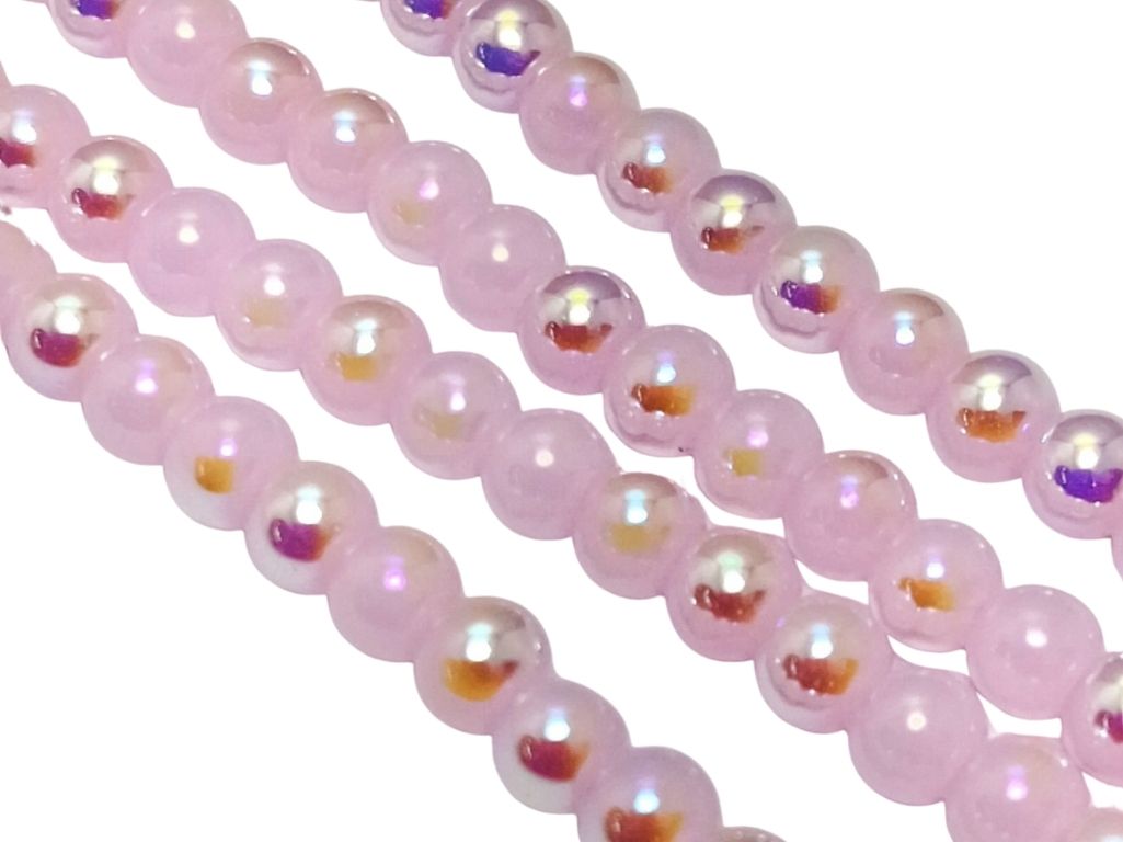 Baby Pink Rainbow Opaque Spherical Glass Pearls