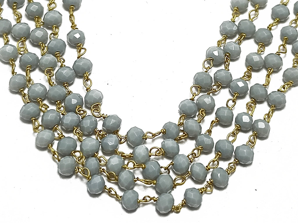 Gray Rondelle Glass Beads Chain