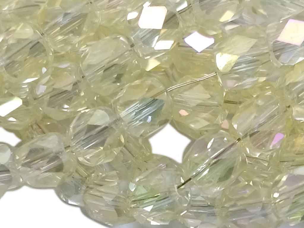 Cream Drum Shaped Faceted Crystal Beads (Wholesale)