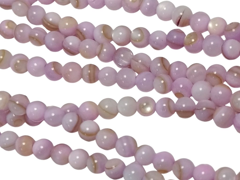 Lavender Spherical Glossy Mother of Pearl Beads