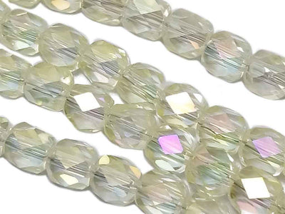 Cream Drum Shaped Faceted Crystal Beads (Wholesale)