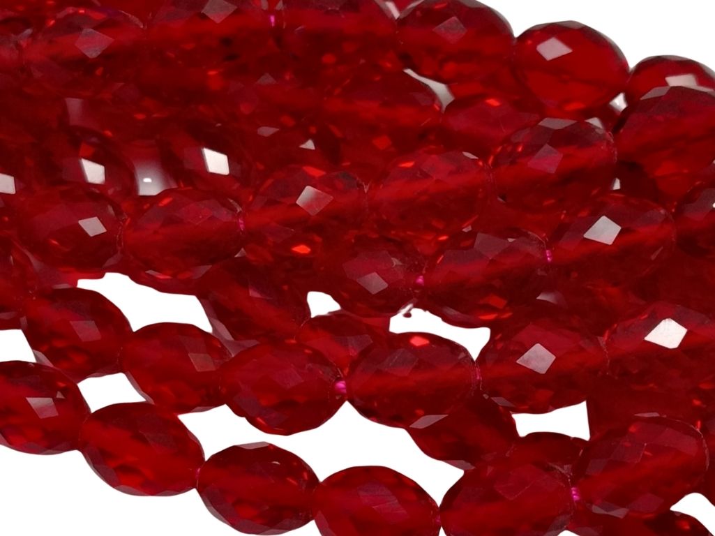 Red Transparent Oval Shaped Hydro Crystal Glass Beads