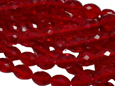 Red Transparent Oval Shaped Hydro Crystal Glass Beads