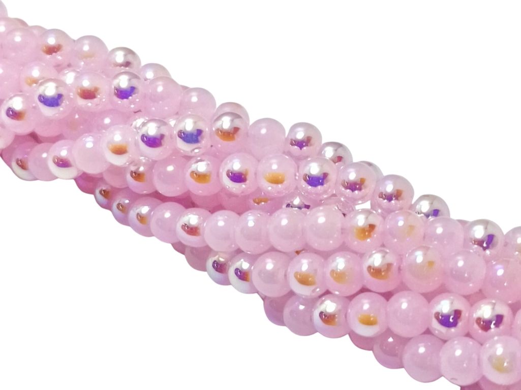 Baby Pink Rainbow Opaque Spherical Glass Pearls