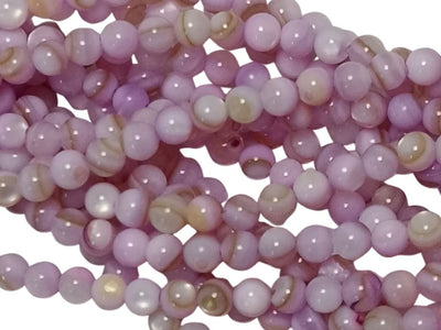 Lavender Spherical Glossy Mother of Pearl Beads