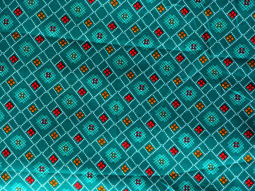 Teal Geometric Digital Printed Premium Butter Crepe Fabric