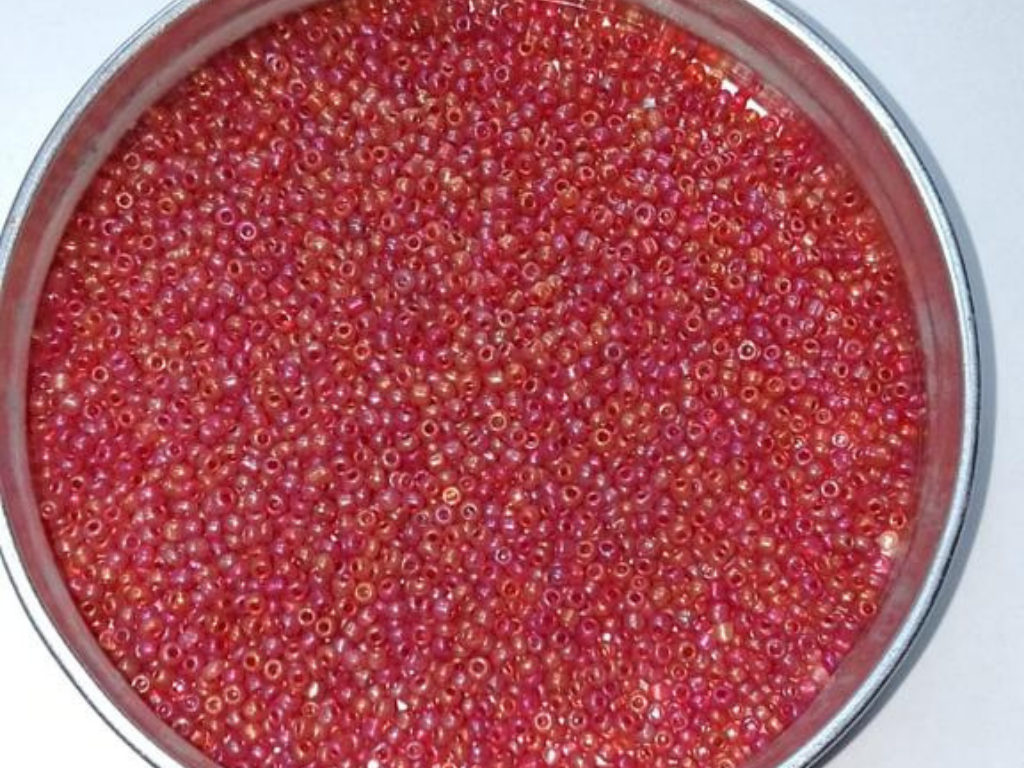 Red Rainbow Round Rocaille Glass Seed Beads- 2 mm