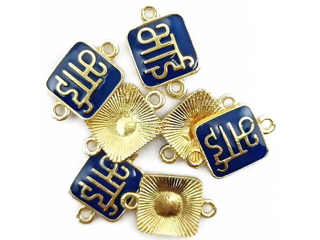 Dark Blue & Golden Bhai Metal Charms