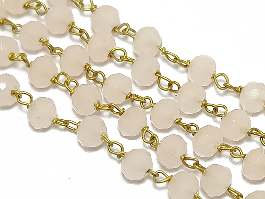 Rock Salt White Rondelle Glass Beads Chain