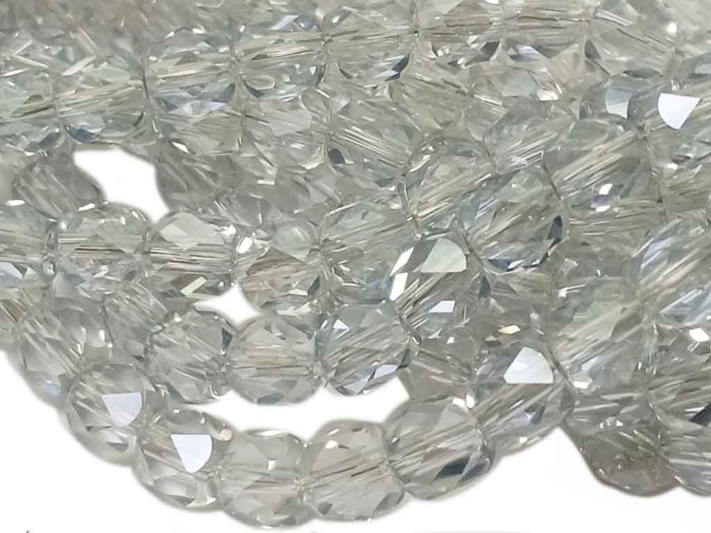 White Drum Shaped Faceted Crystal Beads (Wholesale)