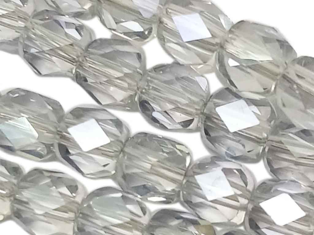 White Drum Shaped Faceted Crystal Beads (Wholesale)