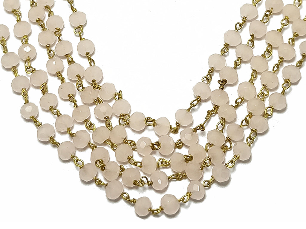 Rock Salt White Rondelle Glass Beads Chain