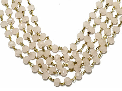 Rock Salt White Rondelle Glass Beads Chain