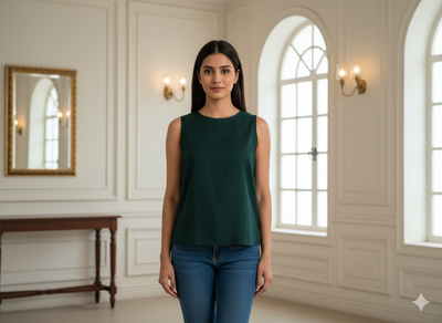 गहरा जुनिपर हरा सादा ग्लेज्ड कॉटन कपड़ा (थोक)